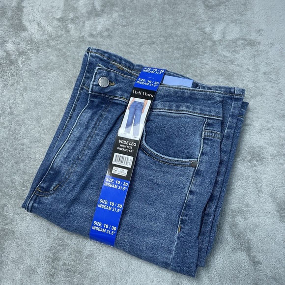 Well Worn Women's Size 10 / 30 Wide Leg Jeans Blue e0337 - Picture 4 of 5